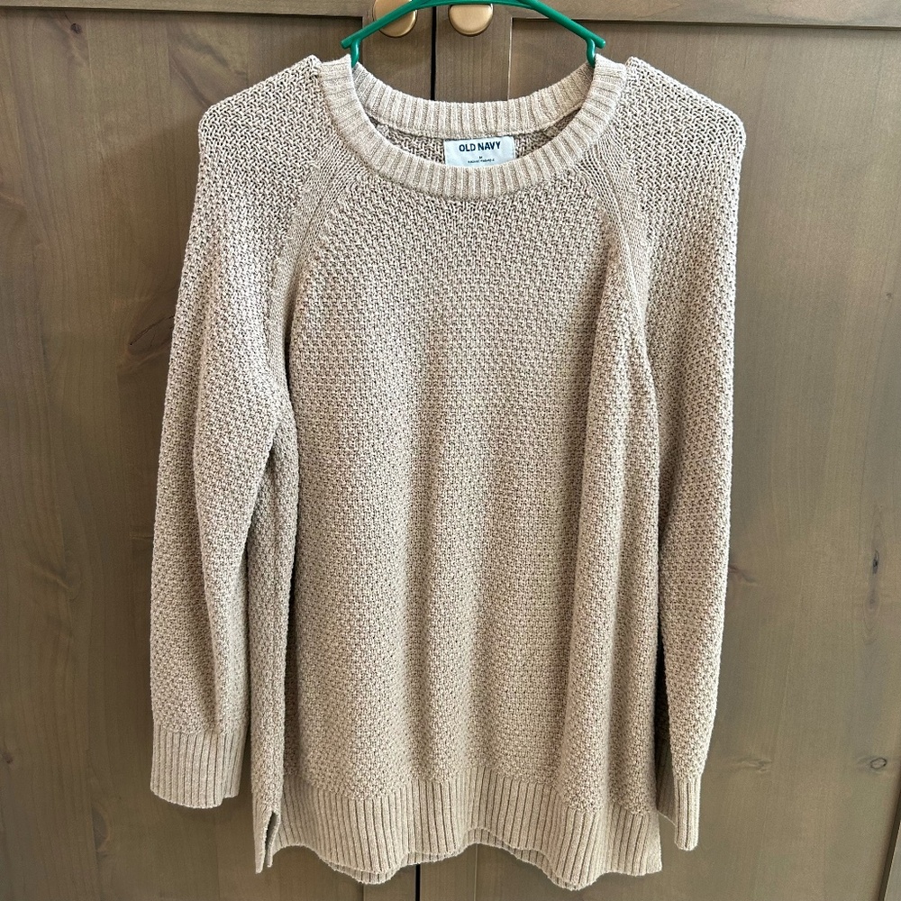Old Navy Beige Round Neck Knit Sweater